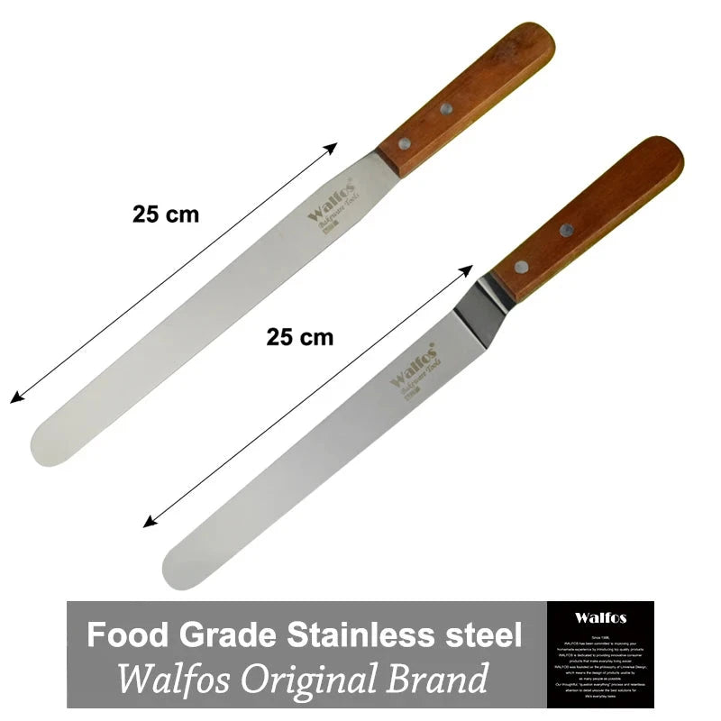 WALFOS 2 Pcs/Set Stainless Steel Butter Cake Cream Knife Spatula Smoother Icing Frosting Fondant Pastry Cake Decorating Tools - Walfos® Kitchenware