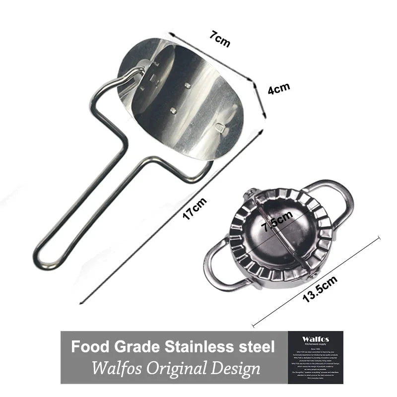WALFOS 2 Pieces Stainless Steel Dumpling Maker Mold Wraper Dough Presser Cutter Pie Ravioli Dumpling Mould Kitchen Cooking Tools - Walfos® Kitchenware