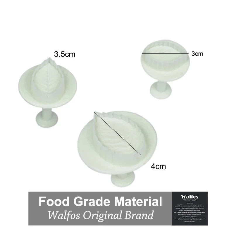 WALFOS 3pcs Fondant Rose Leaves Mold Cake Cutter Cookies Sugarcraft Decorating Tool Cake Baking DIY Tools Cake Cutters 01067 - Walfos® Kitchenware
