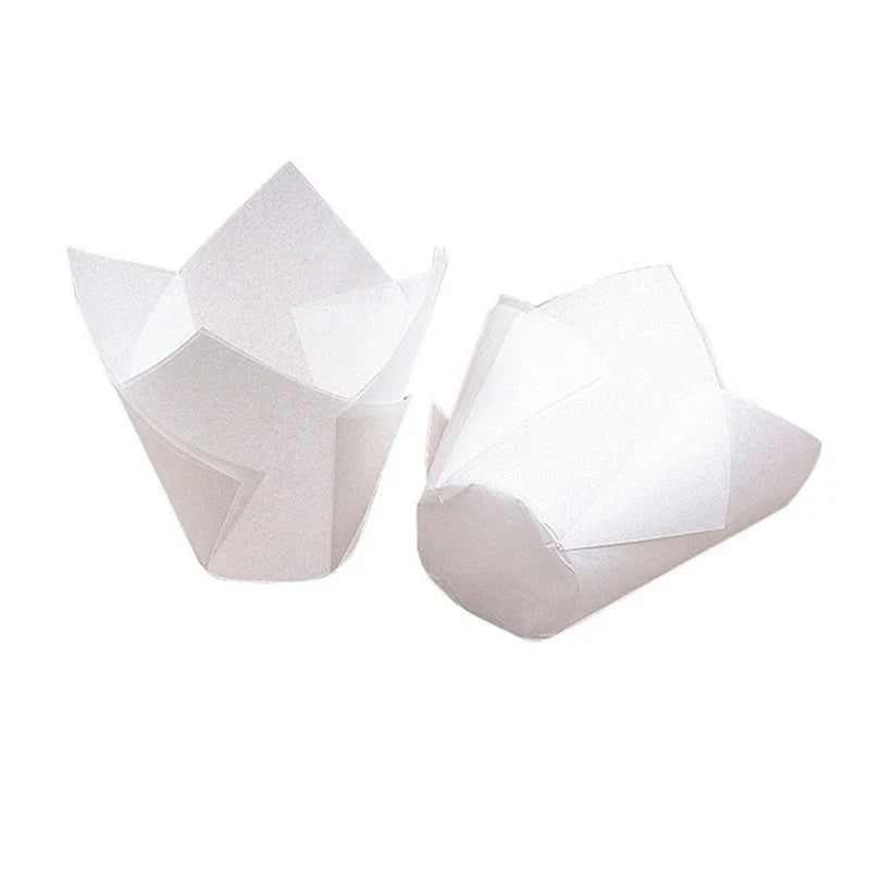 WALFOS 50Pcs/Pack Paper Cupcake Liner Mold Tulip Flower Chocolate Cupcake Wrapper Baking Muffin Liner Holder Wedding Party - Walfos® Kitchenware