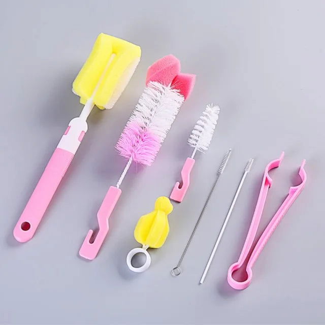 WALFOS 7pcs/4pcs Feeding Bottle Cleaning Brush Sponge Cup Brush Nipple Brush Straw Brush Cleaning Set - Walfos® Kitchenware