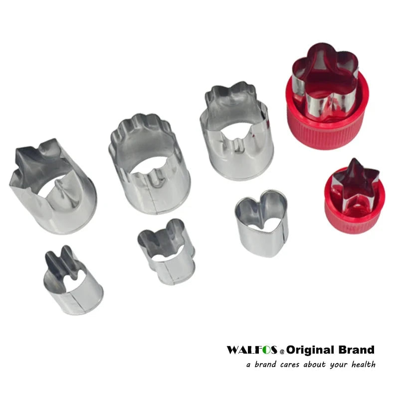 WALFOS 8 Pieces Stainless Steel Flower Star Shape Vegetable Fruit Cutter Mold Cake Cookies Cutting Shape Cake Baking Tools - Walfos® Kitchenware