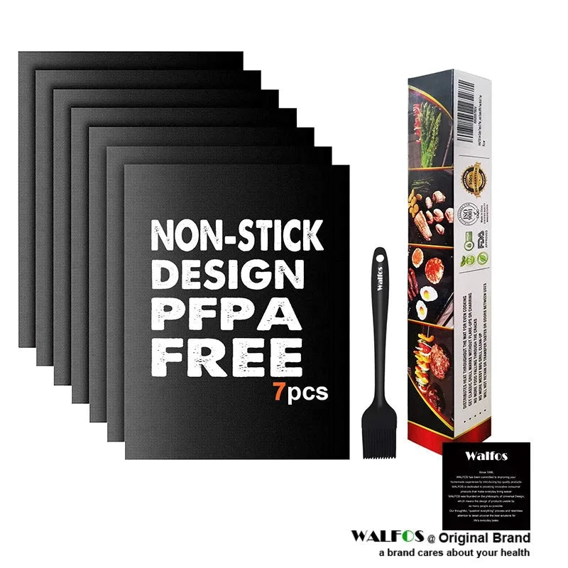 WALFOS BBQ Grill Non-stick Coating Sheet Mat Heat Resistance Easily Cleaned Mat Cooking Baking Barbecue Kitchen Tools 33*40 CM - Walfos® Kitchenware