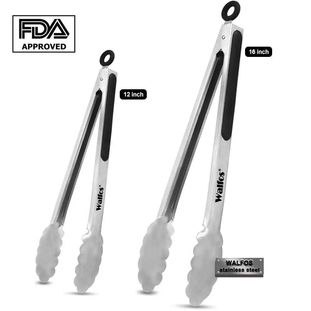 WALFOS BBQ Grilling Tong Salad Serving Food Tong Stainless Steel Metal Kitchen Tongs Barbecue Cooking Locking Tong Food BBQ Clip - Walfos® Kitchenware