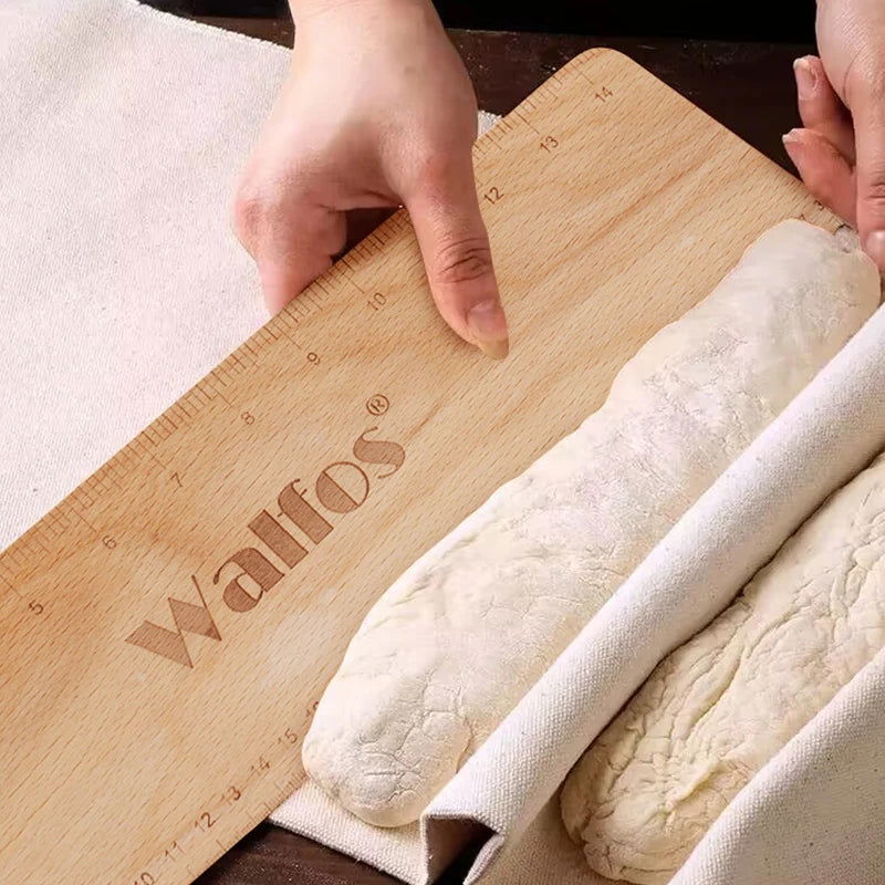 WALFOS Baking Baguette Transfer Wooden Board 38cm Rectangular Double Scale Flip Board Baguette Ciabatta Dough Cooking Tools - Walfos® Kitchenware