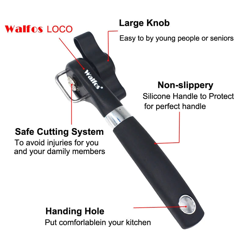 WALFOS Cans Opener Professional Ergonomic Manual Can Opener Side Cut Manual Can Opener Kitchen Accessories - Walfos® Kitchenware