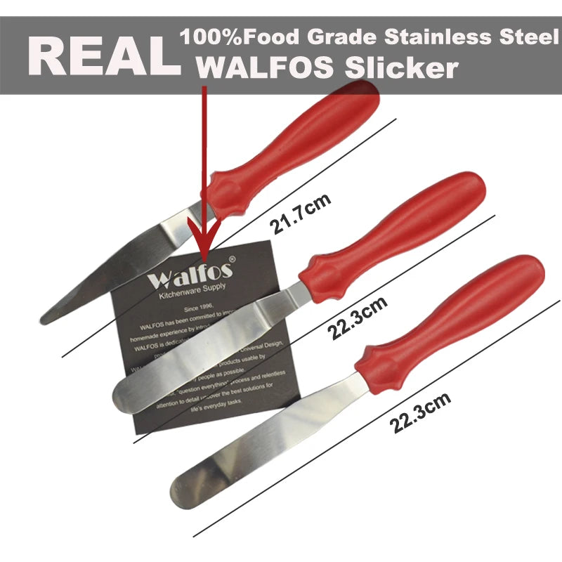 WALFOS DIY Cake Cream Spread Decorating Scraper Pastry Angled Blade Spatula Wedding Valentine Baking Cooking 3Pcs/Set - Walfos® Kitchenware