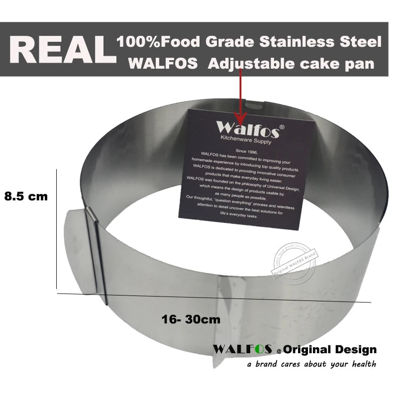 WALFOS Food Grade Stainless Steel Adjustable Cake Pan Retractable Circle Mousse Ring Mould Baking Tool Set Cake Mold Bakeware - Walfos® Kitchenware