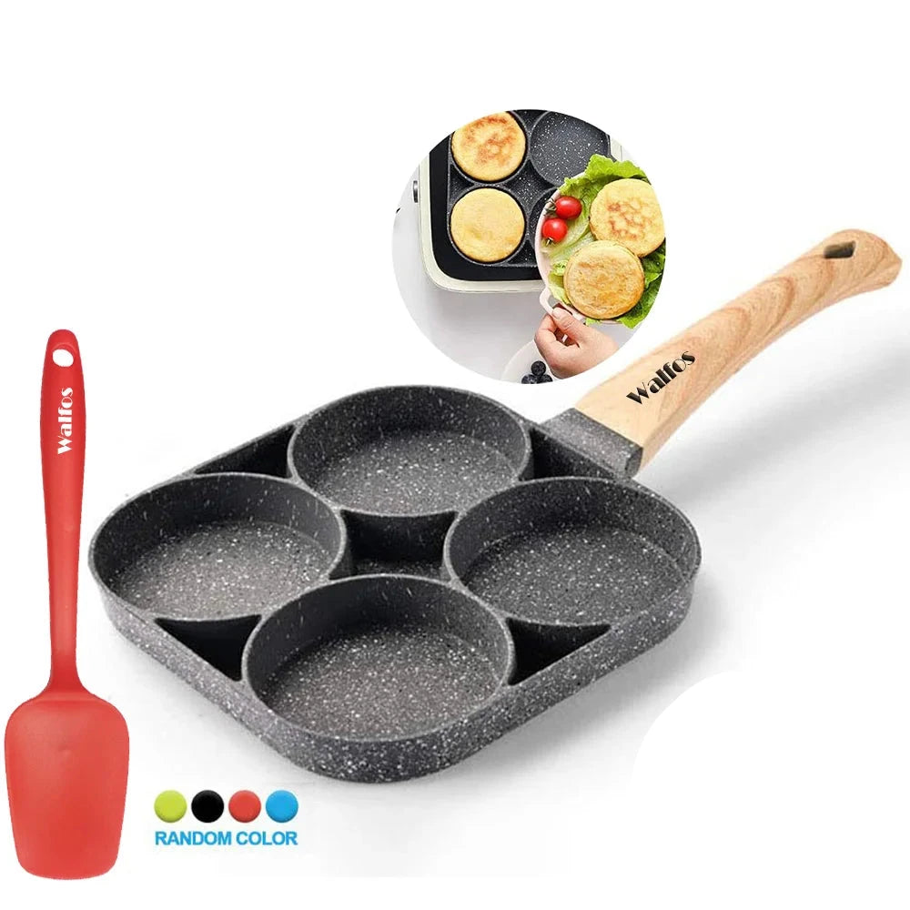WALFOS Four-Hole Frying Pot Pan Thickened Omelet Pan Non-Stick Egg Pancake Steak Cooking Egg Ham Pans Breakfast Maker Cookware - Walfos® Kitchenware