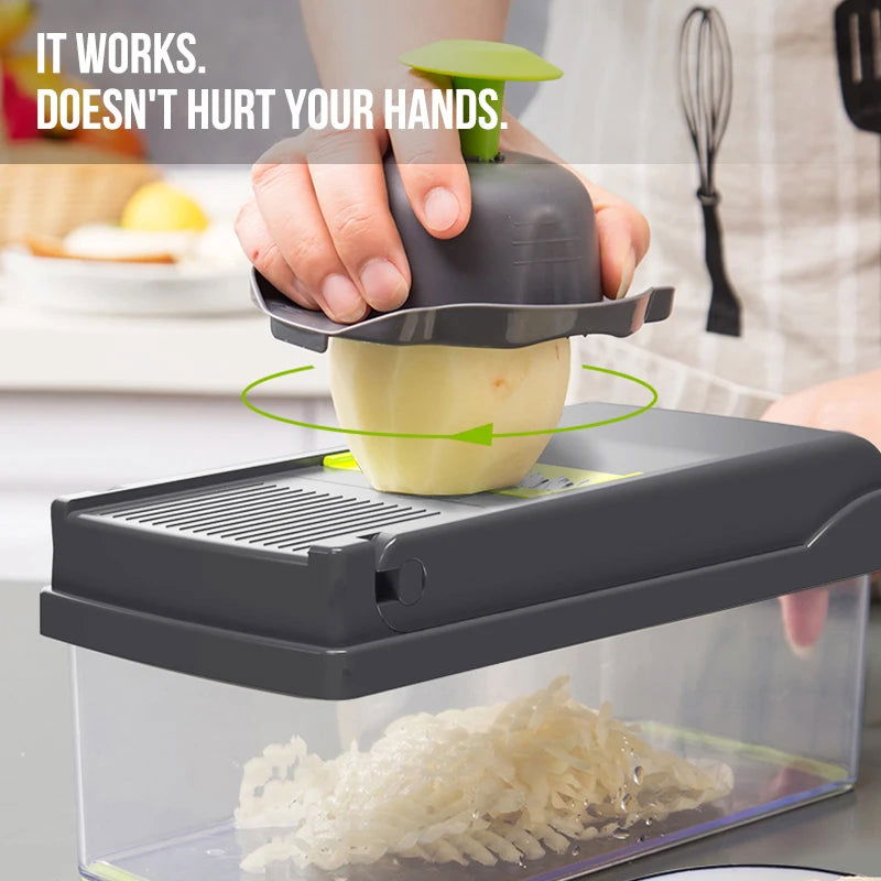 WALFOS Grater Household green multi-functional vegetable cutter Fruit potato peeling Carrot grater Kitchen accessories Basket - Walfos® Kitchenware