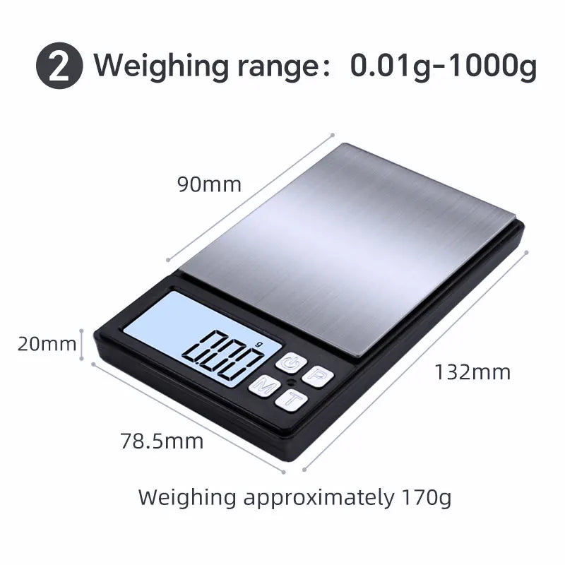 Walfos 0.01g/1000g LCD Stainless Steel Electronic Scale Panel Portable Multifunction Weighing Baking Kitchen Tool Accessories - Walfos® Kitchenware