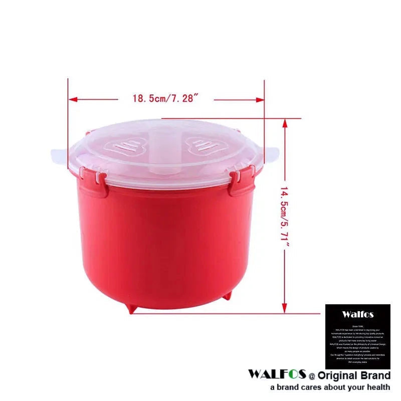 Walfos 1Pcs 2.6L Food grades Microwave Steamer Meal Food Rice Cooker Cereal Dish kitchenware Kitchen Tool Accessories - Walfos® Kitchenware