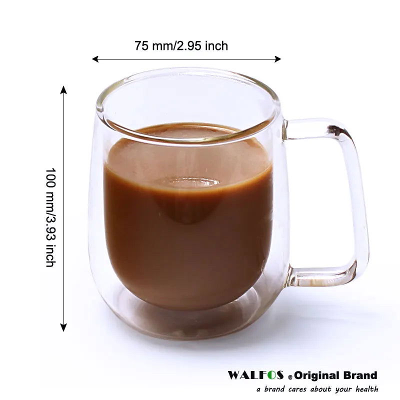 Walfos 1Pcs 250ml Coffee Cups Tea Set Mugs Handmade Creative Beer Drink a Mug of Office Mug Transparent Drinkware Kitchen Tools - Walfos® Kitchenware