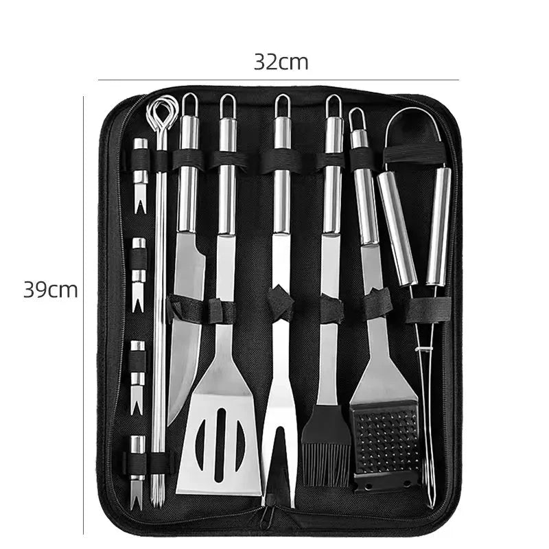 Walfos 1Set Portability Stainless Steel Barbecue Combination BBQ Tool Set Outdoor Camping Cooking Accessories Kitchen Gadgets - Walfos® Kitchenware