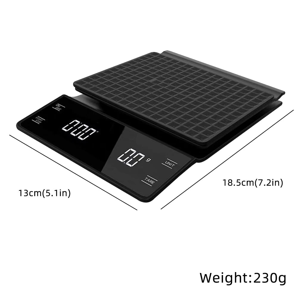 Walfos 3kg/0.1g Electronic Coffee Scale with Timer High Accuracy Digital Kitchen Scale Coffee Weight Balance Without Battery - Walfos® Kitchenware