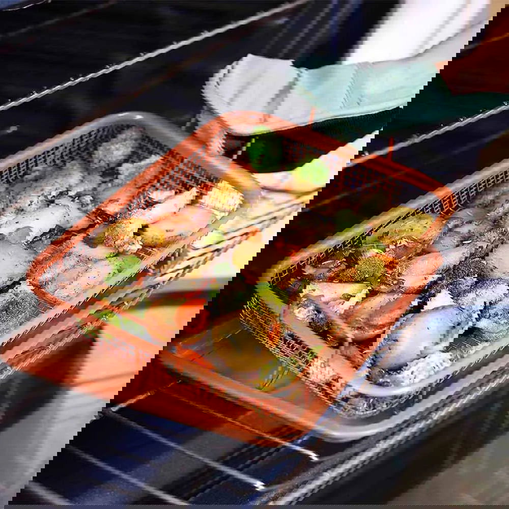 Walfos Copper Baking Tray Oil Frying Baking Pan Non-stick Chips Basket Baking Dish Grill Mesh Kitchen Tools - Walfos® Kitchenware