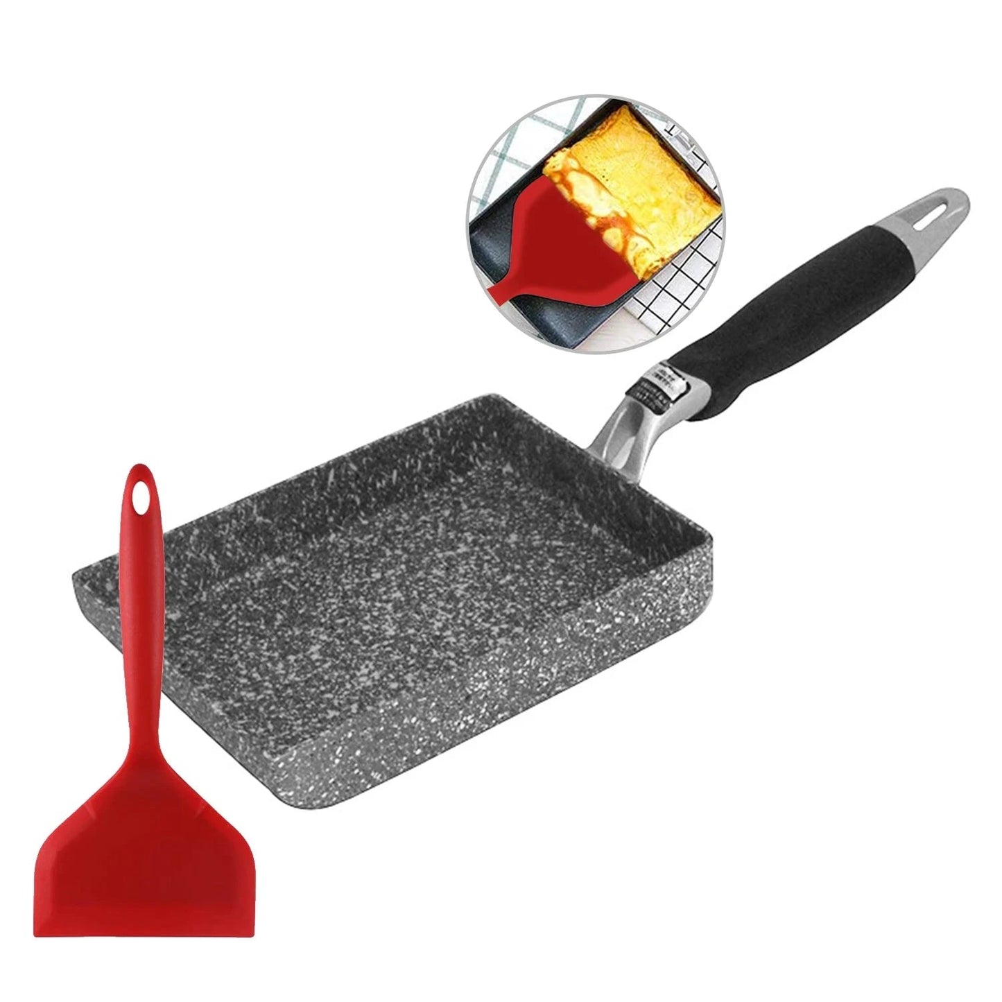 Walfos Frying Pan Tamagoyaki Omelette Black Non-Stick Pan Fry Egg Pan Pancake Kitchen Pot Maker Breakfast Pot Mini Cook - Walfos® Kitchenware