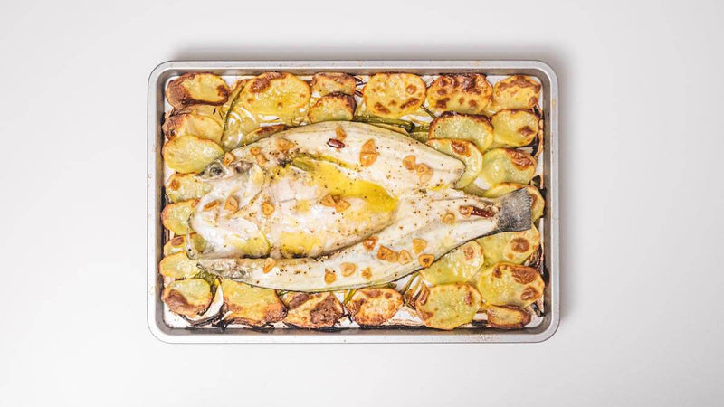 Baked sea bass
