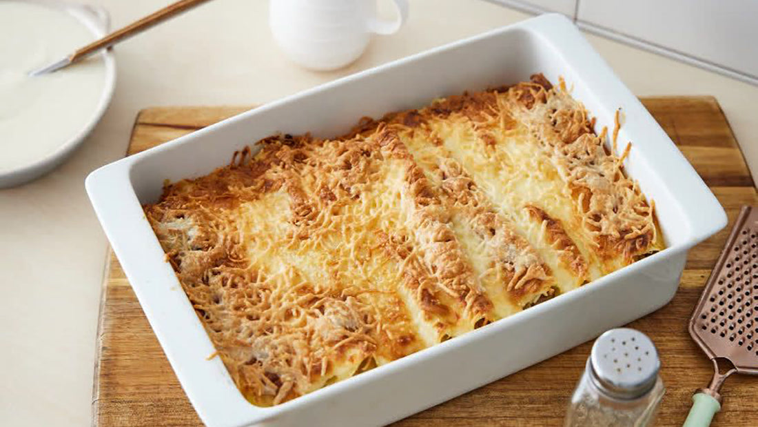 Chicken, mushroom and caramelized onion cannelloni