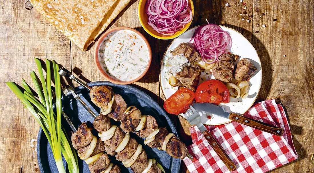 Lamb Shashlik with Baked Tomatoes and Matsoni Sauce - Walfosbrand.com