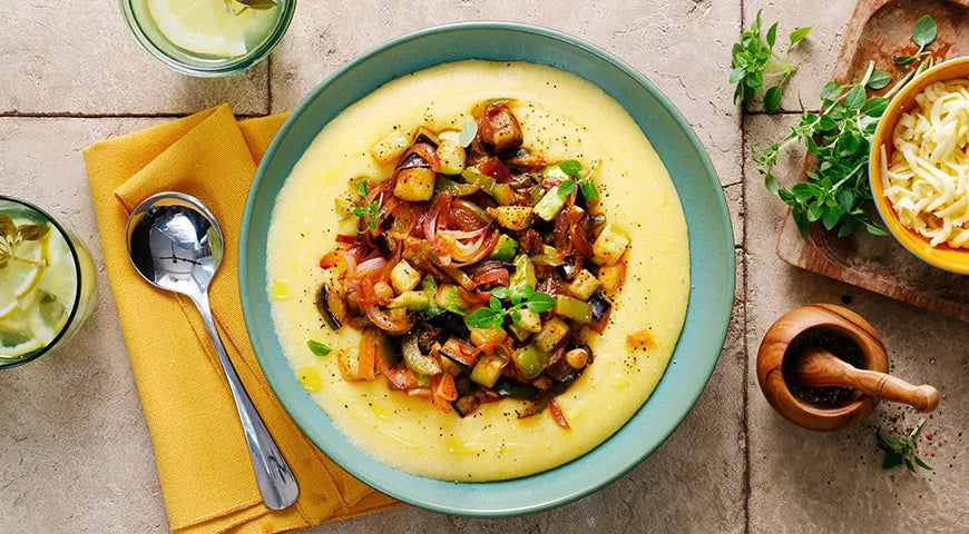 Mamaliga with Fried Vegetables and Cheese - Walfosbrand.com