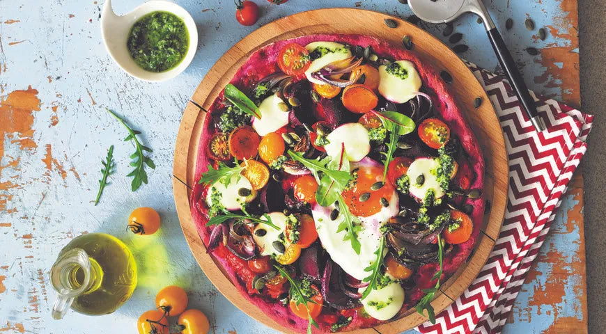 Beetroot Crust Vegetable Pizza with Garden Toppings - Walfosbrand.com