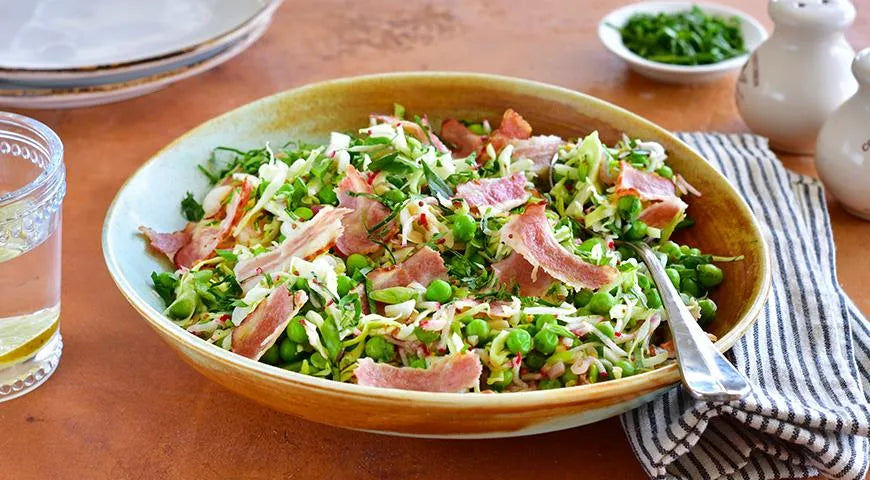 Green Pea and Bacon Salad with Warm Shallot Vinaigrette - Walfosbrand.com