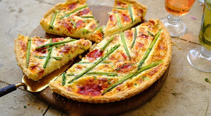 Quiche with Salami, Bacon, and Asparagus - Walfosbrand.com