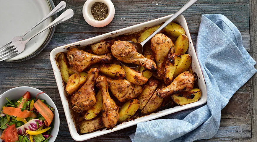 Oven-Baked Chicken Drumsticks with Potatoes - Walfosbrand.com