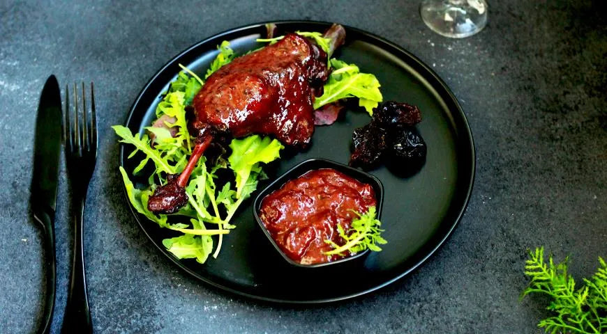 Duck Legs Braised in Red Wine with Prunes - Walfosbrand.com