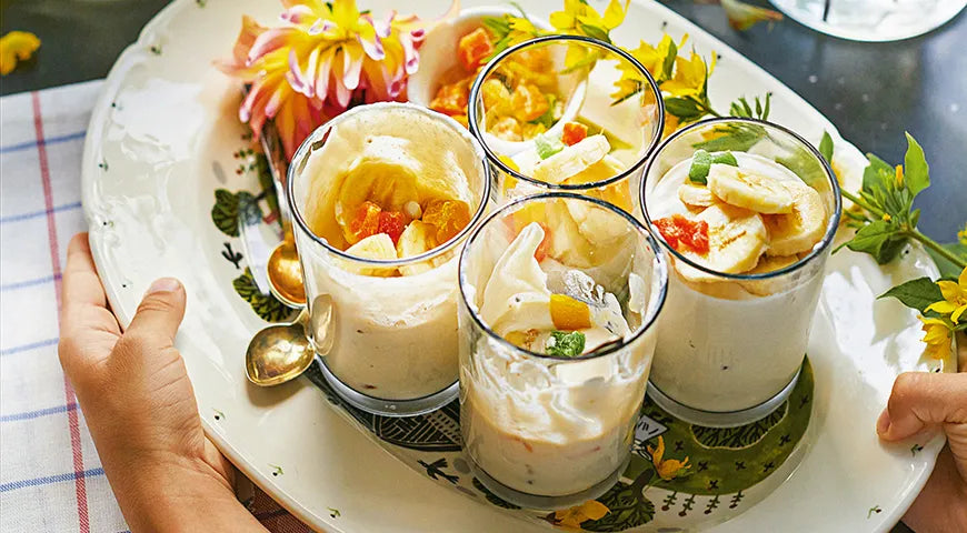 Banana Cottage Cheese Parfait with Candied Fruit - Walfosbrand.com
