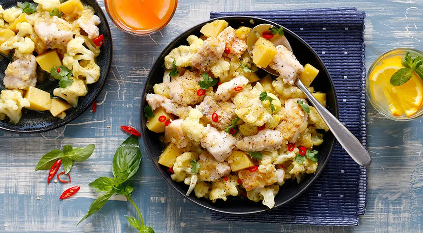 Braised Fish and Vegetable Stew with Curry and Cauliflower - Walfosbrand.com