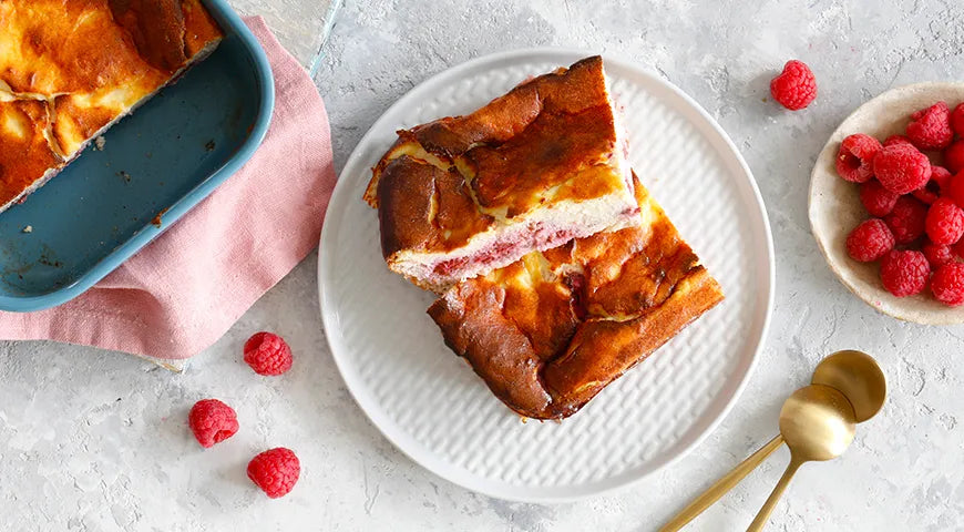 Dietary Cottage Cheese Casserole with Raspberries (Sugar-Free & Flourless) - Walfosbrand.com