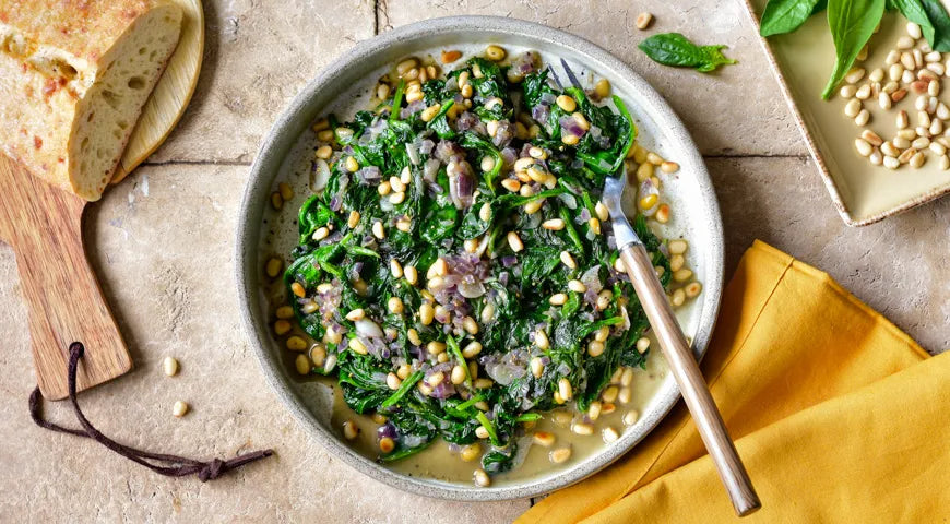 Poached Spinach with Nuts - Walfosbrand.com
