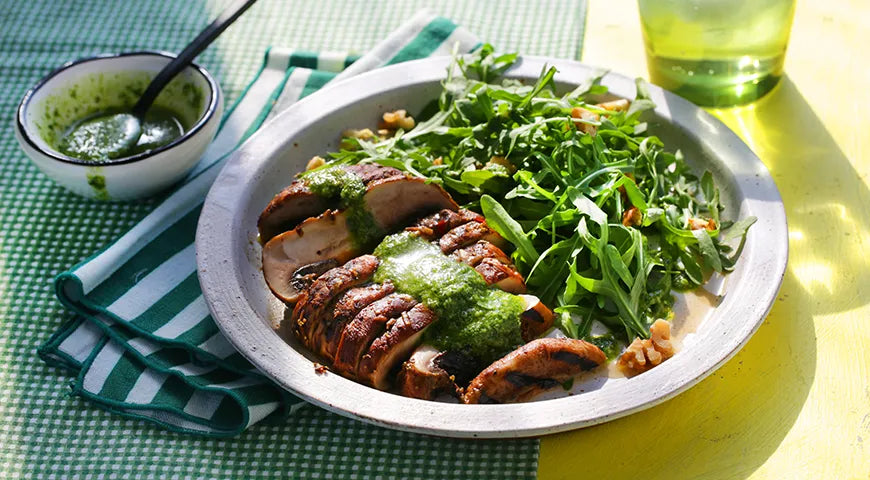 Grilled Portobello with Arugula Pesto - Walfosbrand.com