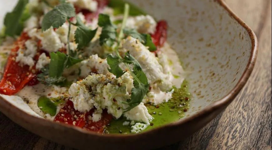 Roasted Ramiro Pepper with Tuna Sauce, Ricotta, and Hemp Seeds - Walfosbrand.com