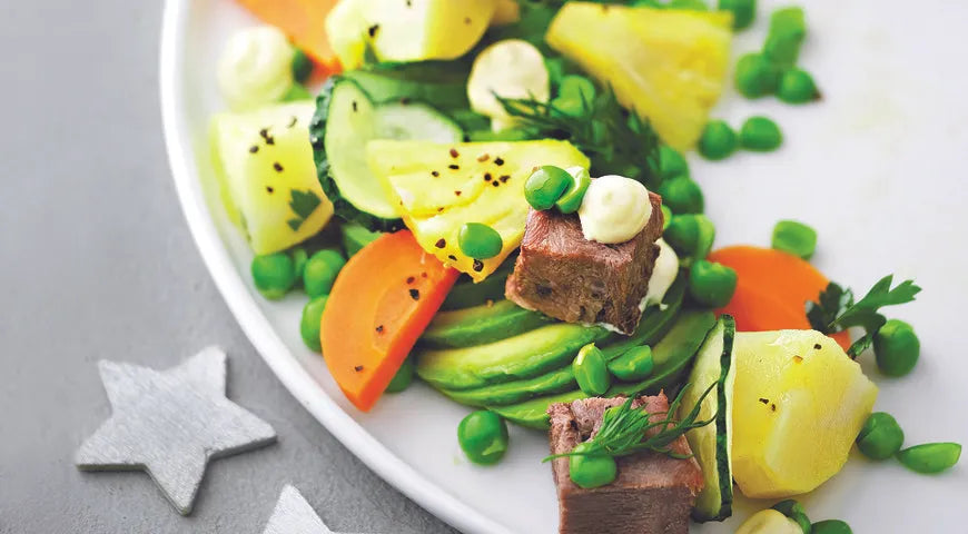 Olivier Salad with Avocado and Beef Tongue - Walfosbrand.com