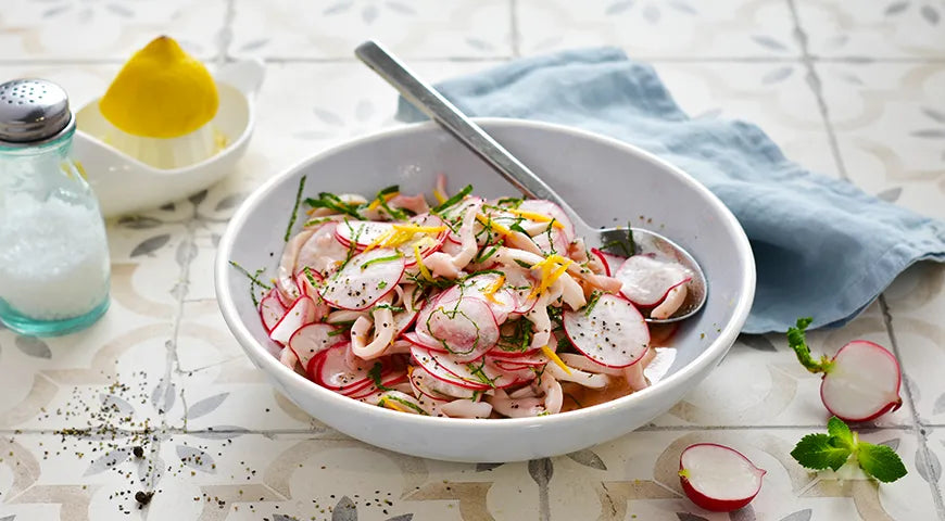 Squid and Radish Salad with Citrus Mint Dressing - Walfosbrand.com