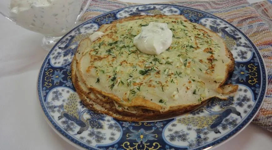 Kefir Pancakes with Cabbage Topping (Блины на кефире с капустным припеком) - Walfosbrand.com