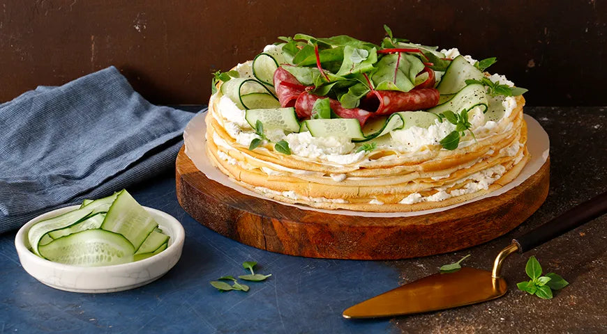 Savory Crepe Cake with Cream Cheese and Garlic - Walfosbrand.com