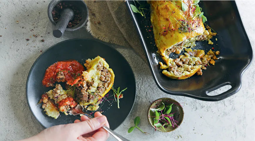 Potato Roulade with Spiced Meat Filling - Walfosbrand.com