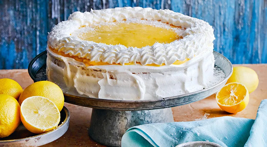 Cake with Coconut Cream and Limoncello on Sponge Layers - Walfosbrand.com