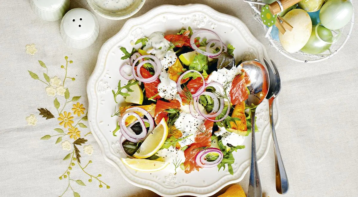 Smoked Trout and Apple Salad with Pan-Fried Adyghe Cheese - Walfosbrand.com