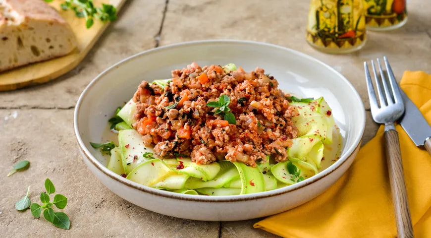 Tender Zucchini Ribbons with Savory Pork Ragù - Walfosbrand.com