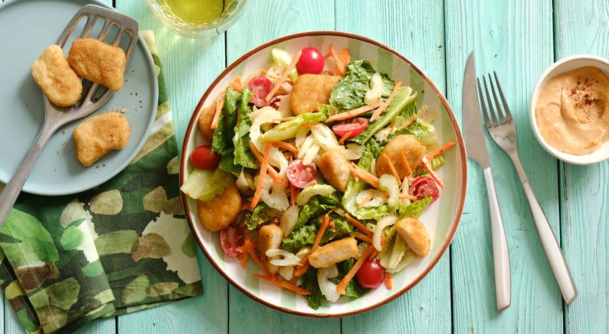 Chicken Nugget Salad with Honey-Mustard Dressing - Walfosbrand.com