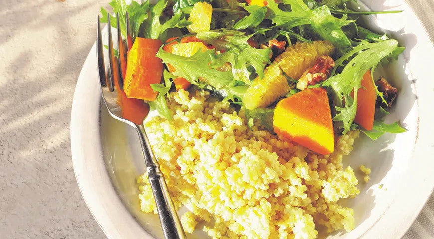 Millet Porridge with Roasted Pumpkin and Orange Salad - Walfosbrand.com
