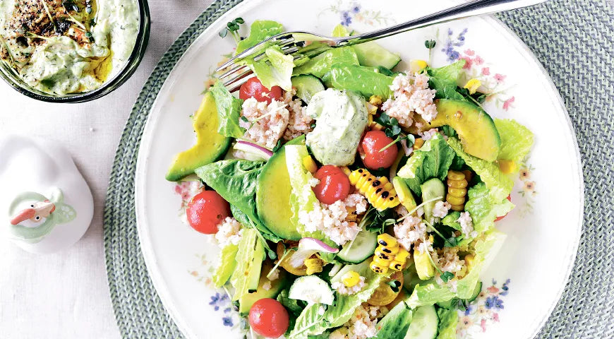 Krill Salad with Avocado and Grilled Corn - Walfosbrand.com