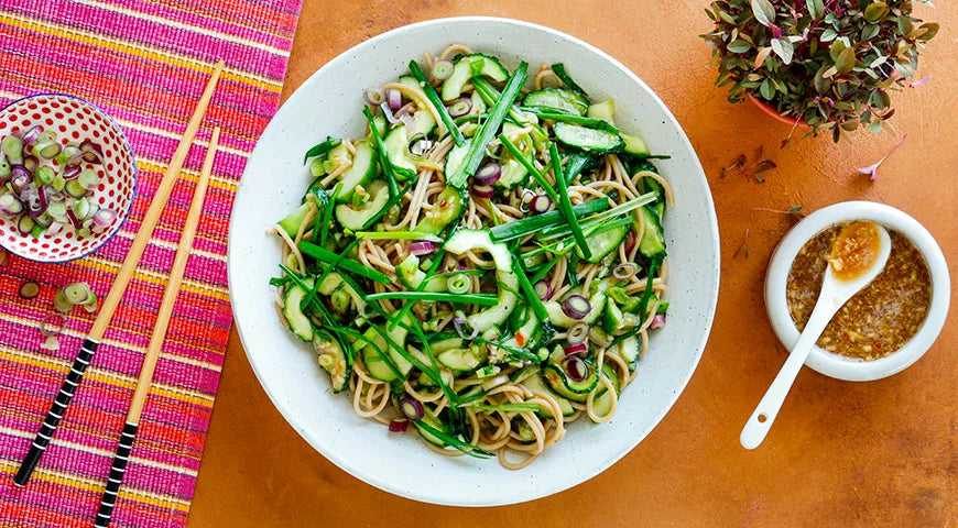 Cold Soba Noodle Salad with Cucumbers and Ginger Dressing - Walfosbrand.com