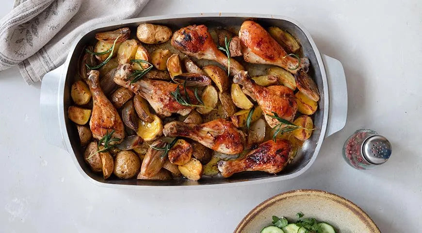 Chicken Drumsticks Baked with Potatoes in Cream - Walfosbrand.com