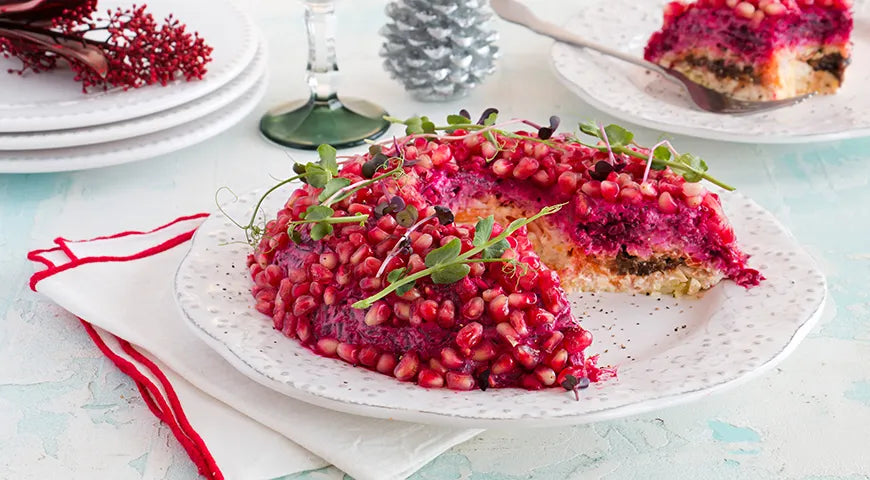 Pomegranate Bracelet Salad with Prunes and Walnuts - Walfosbrand.com